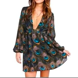 Show Me Your MuMu Peacock Plunge Dakota Dress